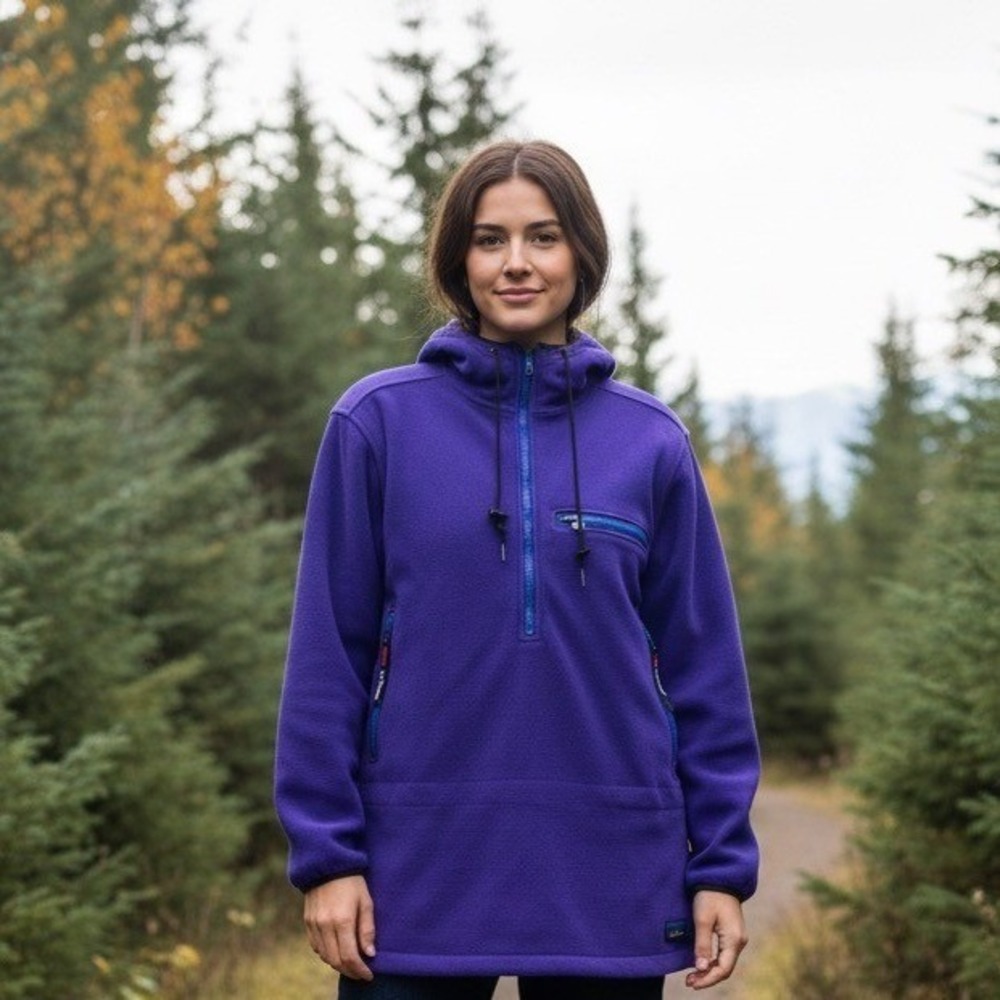 L.L. Bean Vintage Polartec Purple Hooded Fleece Pullover Women's M